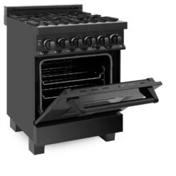 ZLINE 24 In. 2.8 Cu. Ft. Legacy Dual Fuel Range With 4 Burner Gas Cooktop And Electric Convection Oven In Black Stainless Steel (RAB-24)(Zline 24 Legacy Dual Fuel Range Black Stainless Steel Rab 24) 26 ZLINE 24 In. 2.8 Cu. Ft. Legacy Dual Fuel Range With 4 Burner Gas Cooktop And Electric Convection Oven In Black Stainless Steel (RAB-24)(Zline 24 Legacy Dual Fuel Range Black Stainless Steel Rab 24) -Induction Cooktop Store zline professional black stainless steel range RAB 24 side half open 2d3d4622 6a2e 4c43 8e60 4afb54d3880b