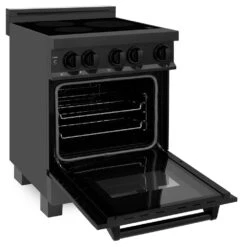 ZLINE 24 In. 2.8 Cu. Ft. Legacy Induction Range With 4 Element Cooktop And Electric Oven In Black Stainless Steel (RAIND-BS-24)(Zline 24 Induction Range Black Stainless Steel Raind Bs 24) 15 ZLINE 24 In. 2.8 Cu. Ft. Legacy Induction Range With 4 Element Cooktop And Electric Oven In Black Stainless Steel (RAIND-BS-24)(Zline 24 Induction Range Black Stainless Steel Raind Bs 24) -Induction Cooktop Store zline professional black stainless steel range RAIND BS 24 side open