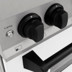 ZLINE Autograph Edition 36 In. 4.6 Cu. Ft. Legacy Dual Fuel Range With 6 Burner Gas Cooktop And Electric Convection Oven In Satin Stainless Steel With White Matte Door And Matte Black Accents (RASZ-WM-36-MB)(Zline Autograph Edition 36 Legacy Dual Fuel Range Satin Stainless Steel White Matte Matte Black Rasz Wm 36 Mb) 33 ZLINE Autograph Edition 36 In. 4.6 Cu. Ft. Legacy Dual Fuel Range With 6 Burner Gas Cooktop And Electric Convection Oven In Satin Stainless Steel With White Matte Door And Matte Black Accents (RASZ-WM-36-MB)(Zline Autograph Edition 36 Legacy Dual Fuel Range Satin Stainless Steel White Matte Matte Black Rasz Wm 36 Mb) -Induction Cooktop Store zline professional durasnow stainless steel dual fuel range RGSZ WM 36 MB detail knobs