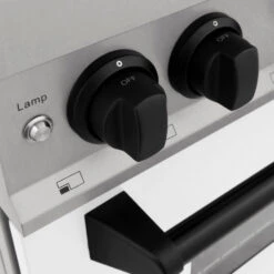 ZLINE Autograph Edition 60 In. 7.4 Cu. Ft. Legacy Dual Fuel Range With 9 Burner Gas Cooktop And 2 Electric Convection Ovens In Stainless Steel With White Matte Doors And Matte Black Accents (RAZ-WM-60-MB)(Zline Autograph Edition 60 Legacy Dual Fuel Range Stainless Steel White Matte Matte Black Raz Wm 60 Mb) -Induction Cooktop Store zline professional durasnow stainless steel dual fuel range RGSZ WM 36 MB detail knobs 7f950982 5479 49f9 b231 5b2e93c8c056