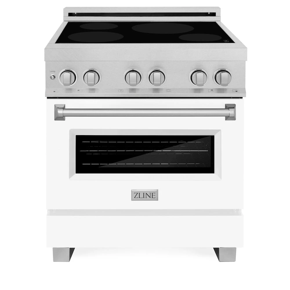 ZLINE 30 In. 4.0 Cu. Ft. Legacy Induction Range With 4 Element Cooktop And Electric Oven In Satin Stainless Steel And White Matte Door (RAINDS-WM-30)(Zline 30 Induction Range Satin Stainless Steel White Matte Rainds Wm 30) 3 ZLINE 30 In. 4.0 Cu. Ft. Legacy Induction Range With 4 Element Cooktop And Electric Oven In Satin Stainless Steel And White Matte Door (RAINDS-WM-30)(Zline 30 Induction Range Satin Stainless Steel White Matte Rainds Wm 30) - Image 3