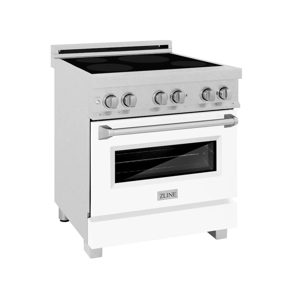 ZLINE 30 In. 4.0 Cu. Ft. Legacy Induction Range With 4 Element Cooktop And Electric Oven In Satin Stainless Steel And White Matte Door (RAINDS-WM-30)(Zline 30 Induction Range Satin Stainless Steel White Matte Rainds Wm 30) 1 ZLINE 30 In. 4.0 Cu. Ft. Legacy Induction Range With 4 Element Cooktop And Electric Oven In Satin Stainless Steel And White Matte Door (RAINDS-WM-30)(Zline 30 Induction Range Satin Stainless Steel White Matte Rainds Wm 30)