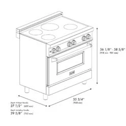ZLINE 36 In. 4.6 Cu. Ft. Legacy Induction Range With 5 Element Cooktop And Electric Oven In Satin Stainless Steel And White Matte Door (RAINDS-WM-36)(Zline 36 Induction Range Satin Stainless Steel White Matte Rainds Wm 36) -Induction Cooktop Store zline professional durasnow stainless steel white matte induction range RAINDS WM 36 Dimensional Diagram a87fac37 b8aa 4ee8 b8a1 a9b4d944a2e0