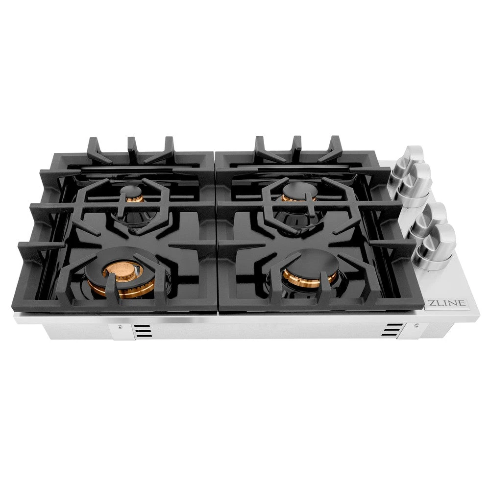 ZLINE 30 In. Gas Cooktop With 4 Brass Burners And Black Porcelain Top (RC-BR-30-PBT)(Zline 30 Gas Cooktop Stainless Steel Brass Burners Black Porcelain Rc Br 30 Pbt) 4 ZLINE 30 In. Gas Cooktop With 4 Brass Burners And Black Porcelain Top (RC-BR-30-PBT)(Zline 30 Gas Cooktop Stainless Steel Brass Burners Black Porcelain Rc Br 30 Pbt) - Image 4