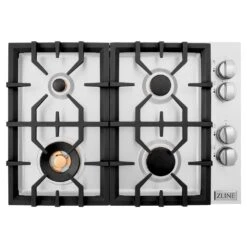 ZLINE 30 In. Gas Cooktop With 4 Brass Burners (RC-BR-30)(Zline 30 Gas Cooktop Stainless Steel Brass Burners Rc Br 30) 15 ZLINE 30 In. Gas Cooktop With 4 Brass Burners (RC-BR-30)(Zline 30 Gas Cooktop Stainless Steel Brass Burners Rc Br 30) -Induction Cooktop Store zline professional gas dropin cooktop RC BR 30 top down