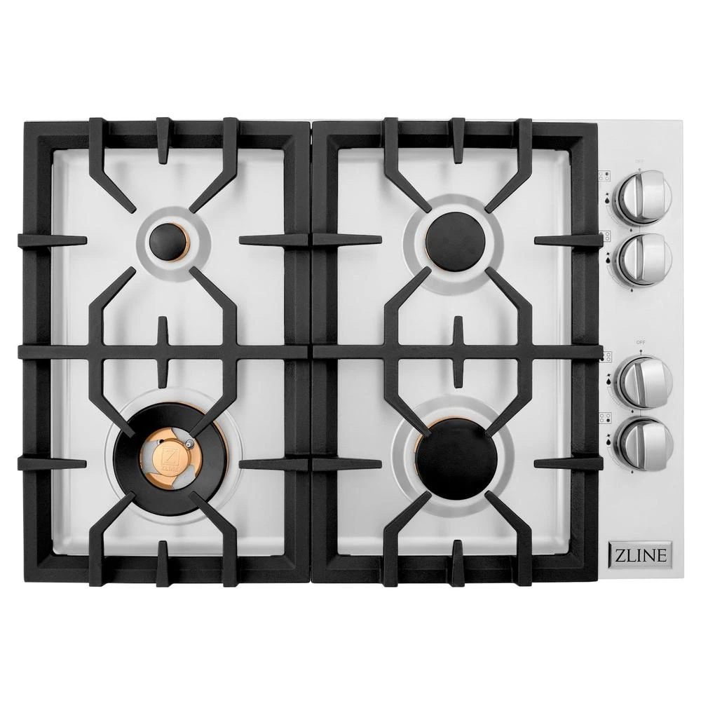 ZLINE 30 In. Gas Cooktop With 4 Brass Burners (RC-BR-30)(Zline 30 Gas Cooktop Stainless Steel Brass Burners Rc Br 30) 4 ZLINE 30 In. Gas Cooktop With 4 Brass Burners (RC-BR-30)(Zline 30 Gas Cooktop Stainless Steel Brass Burners Rc Br 30) - Image 4