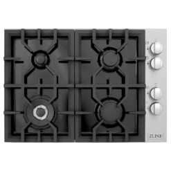 ZLINE 30 In. Gas Cooktop With 4 Burners And Black Porcelain Top (RC30-PBT)(Zline 30 Gas Cooktop Stainless Steel Black Porcelain Rc30 Pbt) -Induction Cooktop Store zline professional gas dropin cooktop RC30 PBT top down
