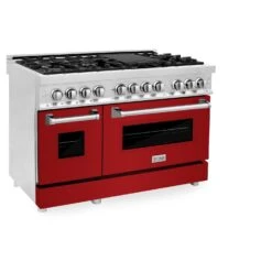 ZLINE 48 In. 6.0 Cu. Ft. Legacy Dual Fuel Range With 7 Burner Gas Cooktop And 2 Electric Ovens In Stainless Steel And Red Gloss Doors (RA-RG-48)(Zline 48 Legacy Dual Fuel Range Stainless Steel Red Gloss Ra Rg 48) 8 ZLINE 48 In. 6.0 Cu. Ft. Legacy Dual Fuel Range With 7 Burner Gas Cooktop And 2 Electric Ovens In Stainless Steel And Red Gloss Doors (RA-RG-48)(Zline 48 Legacy Dual Fuel Range Stainless Steel Red Gloss Ra Rg 48) -Induction Cooktop Store zline professional gas range RA RG 48 main