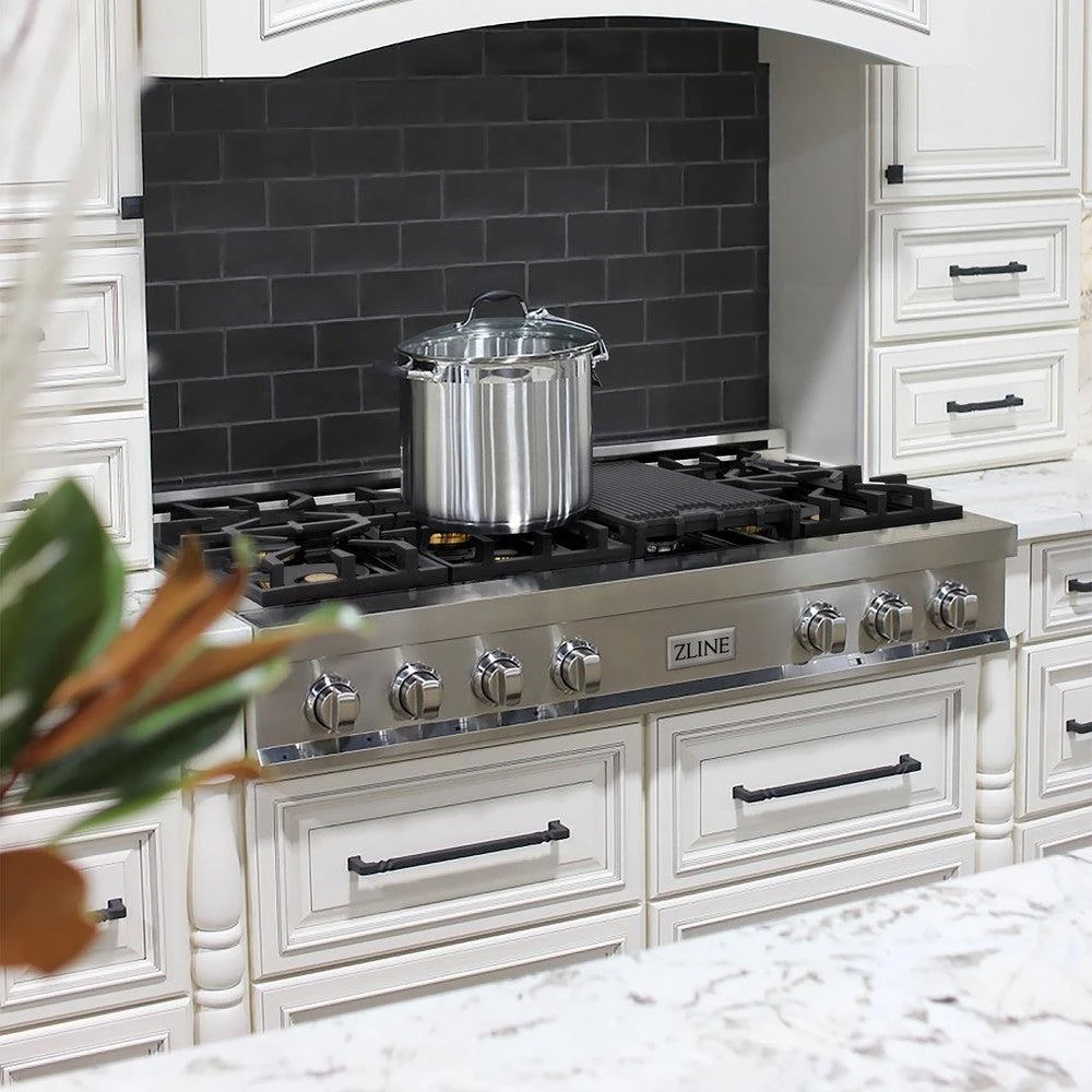 ZLINE 48 In. Legacy Gas Rangetop With 6 Brass Burners And Porcelain Cooktop In Stainless Steel (RT-BR-48)(Zline 48 Legacy Gas Rangetop Stainless Steel Brass Burners Rt Br 48) 2 ZLINE 48 In. Legacy Gas Rangetop With 6 Brass Burners And Porcelain Cooktop In Stainless Steel (RT-BR-48)(Zline 48 Legacy Gas Rangetop Stainless Steel Brass Burners Rt Br 48) - Image 2