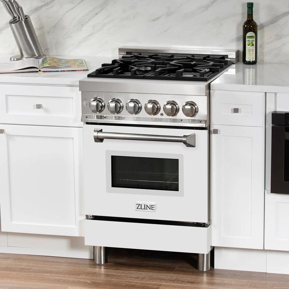 ZLINE 24 In. 2.8 Cu. Ft. Legacy Dual Fuel Range With 4 Burner Gas Cooktop And Electric Convection Oven In Stainless Steel And White Matte Door (RA-WM-24)(Zline 24 Legacy Dual Fuel Range Stainless Steel White Matte Ra Wm 24) 4 ZLINE 24 In. 2.8 Cu. Ft. Legacy Dual Fuel Range With 4 Burner Gas Cooktop And Electric Convection Oven In Stainless Steel And White Matte Door (RA-WM-24)(Zline 24 Legacy Dual Fuel Range Stainless Steel White Matte Ra Wm 24) - Image 4
