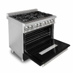ZLINE 36 In. 4.6 Cu. Ft. Legacy Dual Fuel Range With 6 Burner Gas Cooktop And Electric Convection Oven In Stainless Steel And Black Matte Door (RA-BLM-36)(Zline 36 Legacy Dual Fuel Range Stainless Steel Black Matte Ra Blm 36) -Induction Cooktop Store zline professional range 36 inch RA BLM 36 oven 451bb505 6071 4ab2 bcdd 7c7814b12665