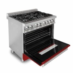 ZLINE 36 In. 4.6 Cu. Ft. Legacy Dual Fuel Range With 6 Burner Gas Cooktop And Electric Convection Oven In Stainless Steel And Red Gloss Door (RA-RG-36)(Zline 36 Legacy Dual Fuel Range Stainless Steel Red Gloss Ra Rg 36) -Induction Cooktop Store zline professional range 36 inch RA RG 36 oven 0da64206 700a 4e97 9133 579dac3d54a3