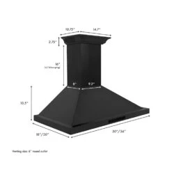 ZLINE 36 In. CrownSound™ Ducted Vent Wall Mount Range Hood In Black Stainless Steel With Built-in Bluetooth Speakers (BSKBNCRN-BT-36)(Zline 36 Wall Mount Range Hood Black Stainless Steel Crownsound Bskbncrn Bt 36) -Induction Cooktop Store zline professional range hood BSKBNCRN BT 36 diagram