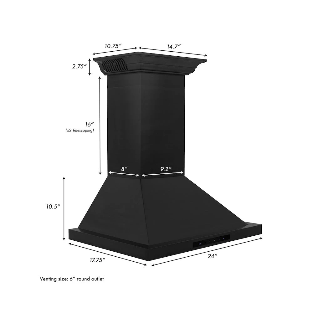 ZLINE 24 In. CrownSound™ Ducted Vent Wall Mount Range Hood In Black Stainless Steel With Built-in Bluetooth Speakers (BSKBNCRN-BT-24)(Zline 24 Wall Mount Range Hood Black Stainless Steel Crownsound Bskbncrn Bt 24) 13 ZLINE 24 In. CrownSound™ Ducted Vent Wall Mount Range Hood In Black Stainless Steel With Built-in Bluetooth Speakers (BSKBNCRN-BT-24)(Zline 24 Wall Mount Range Hood Black Stainless Steel Crownsound Bskbncrn Bt 24) - Image 13
