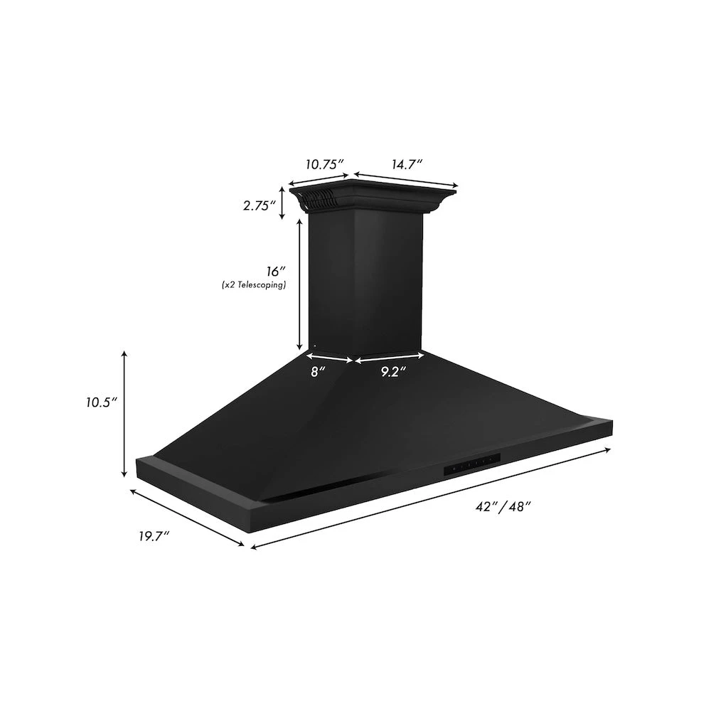 ZLINE 48 In. CrownSound™ Ducted Vent Wall Mount Range Hood In Black Stainless Steel With Built-in Bluetooth Speakers (BSKBNCRN-BT-48)(Zline 48 Wall Mount Range Hood Black Stainless Steel Crownsound Bskbncrn Bt 48) 13 ZLINE 48 In. CrownSound™ Ducted Vent Wall Mount Range Hood In Black Stainless Steel With Built-in Bluetooth Speakers (BSKBNCRN-BT-48)(Zline 48 Wall Mount Range Hood Black Stainless Steel Crownsound Bskbncrn Bt 48) - Image 13
