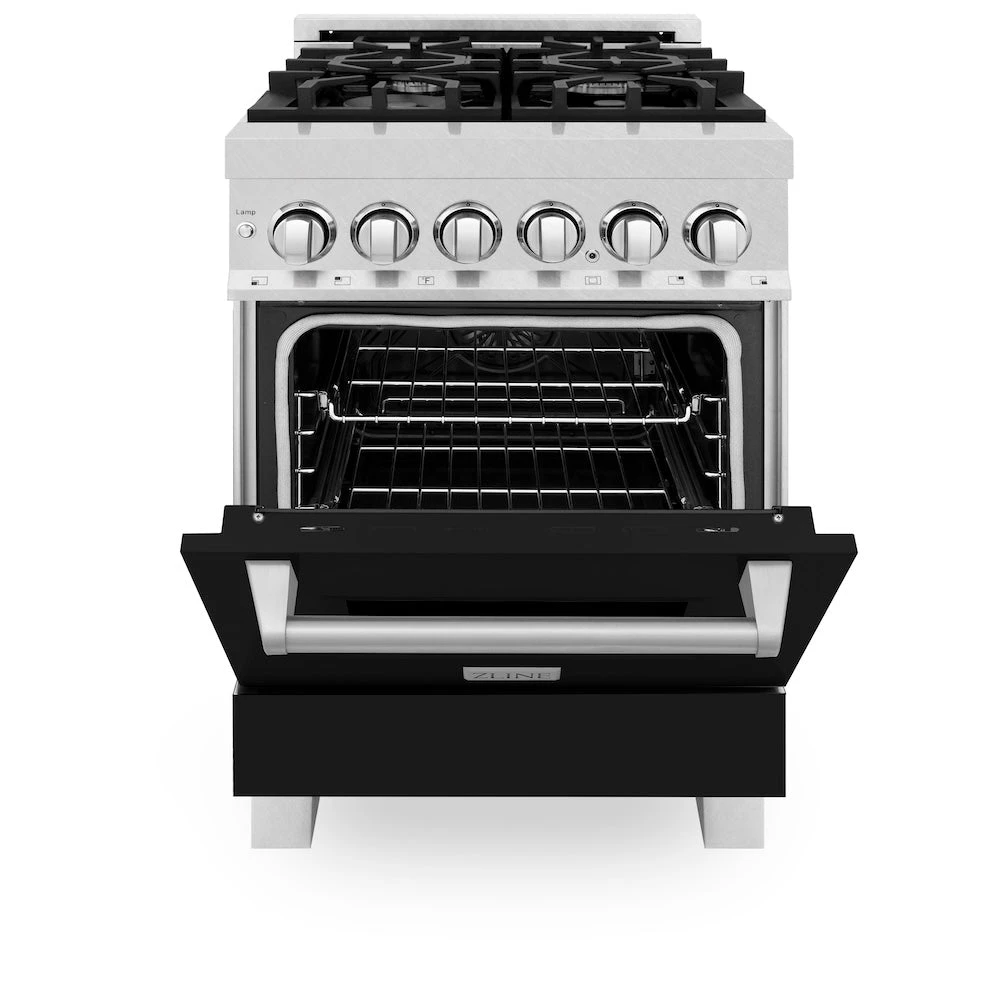 ZLINE 24 In. 2.8 Cu. Ft. Legacy Dual Fuel Range With 4 Burner Gas Cooktop And Electric Convection Oven In Satin Stainless Steel And Black Matte Door (RAS-BLM-24)(Zline 24 Legacy Dual Fuel Range Satin Stainless Steel Black Matte Ras Blm 24) 4 ZLINE 24 In. 2.8 Cu. Ft. Legacy Dual Fuel Range With 4 Burner Gas Cooktop And Electric Convection Oven In Satin Stainless Steel And Black Matte Door (RAS-BLM-24)(Zline 24 Legacy Dual Fuel Range Satin Stainless Steel Black Matte Ras Blm 24) - Image 4