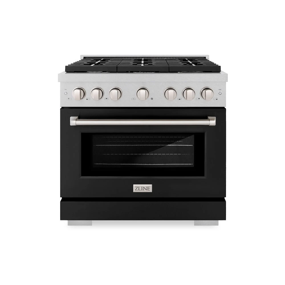 ZLINE 36 In. 5.2 Cu. Ft. Paramount Dual Fuel Range With 6 Burner Gas Cooktop And Electric Convection Oven In Satin Stainless Steel With Black Matte Door (SDRS-BLM-36)(Zline 36 Paramount Dual Fuel Range Satin Stainless Steel Black Matte Sdrs Blm 36) 2 ZLINE 36 In. 5.2 Cu. Ft. Paramount Dual Fuel Range With 6 Burner Gas Cooktop And Electric Convection Oven In Satin Stainless Steel With Black Matte Door (SDRS-BLM-36)(Zline 36 Paramount Dual Fuel Range Satin Stainless Steel Black Matte Sdrs Blm 36) - Image 2