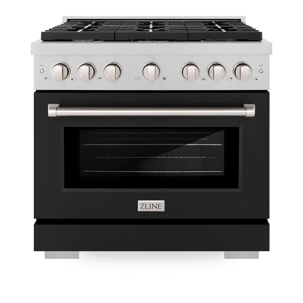 ZLINE 36 In. 5.2 Cu. Ft. Paramount Dual Fuel Range With 6 Burner Gas Cooktop And Electric Convection Oven In Satin Stainless Steel With Black Matte Door (SDRS-BLM-36)(Zline 36 Paramount Dual Fuel Range Satin Stainless Steel Black Matte Sdrs Blm 36) 3 ZLINE 36 In. 5.2 Cu. Ft. Paramount Dual Fuel Range With 6 Burner Gas Cooktop And Electric Convection Oven In Satin Stainless Steel With Black Matte Door (SDRS-BLM-36)(Zline 36 Paramount Dual Fuel Range Satin Stainless Steel Black Matte Sdrs Blm 36) - Image 3
