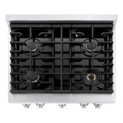 ZLINE 30 In. 4.2 Cu. Ft. Paramount Gas Range With 4 Burner Cooktop And Convection Gas Oven In Satin Stainless Steel With Black Matte Door (SGRS-BLM-30)(Zline 30 Paramount Gas Range Satin Stainless Steel Black Matte Sgrs Blm 30) -Induction Cooktop Store zline professional satin stainless steel black matte gas range SGRS BLM 30 top view