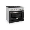 ZLINE 36 In. 5.2 Cu. Ft. Paramount Gas Range With 6 Burner Cooktop And Convection Gas Oven In Satin Stainless Steel With Black Matte Door (SGRS-BLM-36)(Zline 36 Paramount Gas Range Satin Stainless Steel Black Matte Sgrs Blm 36)