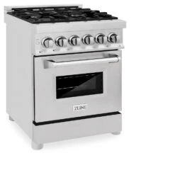 ZLINE 24 In. 2.8 Cu. Ft. Legacy Dual Fuel Range With 4 Burner Gas Cooktop And Electric Convection Oven In Stainless Steel With Satin Stainless Steel Door (RA-SN-24)(Zline 24 Legacy Dual Fuel Range Stainless Steel Satin Stainless Steel Ra Sn 24) -Induction Cooktop Store zline professional satin stainless steel dual fuel range RA SN 24 side 7d5589d6 143f 4046 af8d dda1e8264326