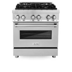 ZLINE 30 In. 4.0 Cu. Ft. Legacy Dual Fuel Range With 4 Burner Gas Cooktop And Electric Convection Oven In Stainless Steel With Satin Stainless Steel Door (RA-SN-30)(Zline 30 Legacy Dual Fuel Range Stainless Steel Satin Stainless Steel Ra Sn 30) -Induction Cooktop Store zline professional satin stainless steel dual fuel range RA SN 30 front
