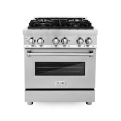 ZLINE 30 In. 4.0 Cu. Ft. Legacy Dual Fuel Range With 4 Burner Gas Cooktop And Electric Convection Oven In Stainless Steel With Satin Stainless Steel Door (RA-SN-30)(Zline 30 Legacy Dual Fuel Range Stainless Steel Satin Stainless Steel Ra Sn 30) -Induction Cooktop Store zline professional satin stainless steel dual fuel range RA SN 30 front hero