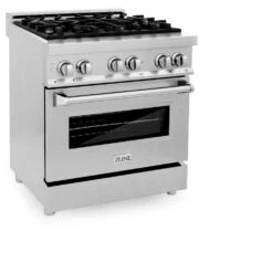 ZLINE 30 In. 4.0 Cu. Ft. Legacy Dual Fuel Range With 4 Burner Gas Cooktop And Electric Convection Oven In Stainless Steel With Satin Stainless Steel Door (RA-SN-30)(Zline 30 Legacy Dual Fuel Range Stainless Steel Satin Stainless Steel Ra Sn 30) -Induction Cooktop Store zline professional satin stainless steel dual fuel range RA SN 30 side