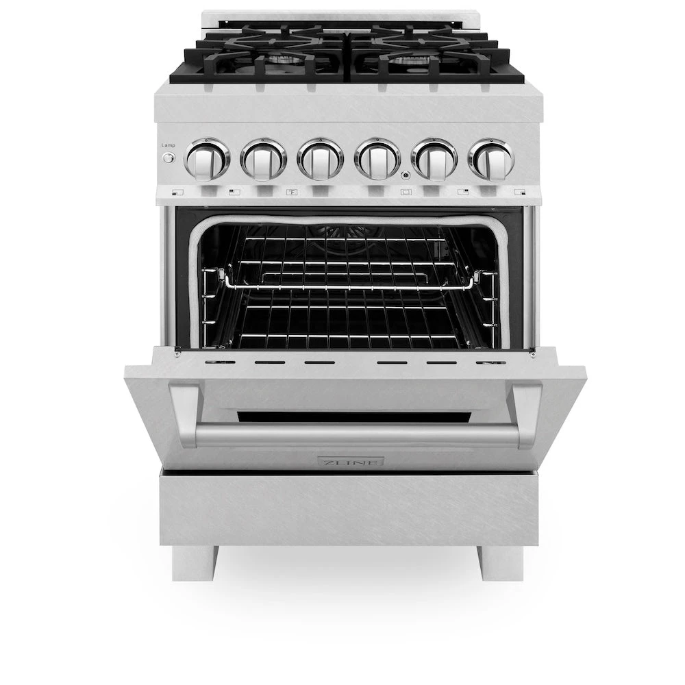 ZLINE 24 In. 2.8 Cu. Ft. Legacy Dual Fuel Range With 4 Burner Gas Cooktop And Electric Convection Oven In Satin Stainless Steel (RAS-SN-24)(Zline 24 Legacy Dual Fuel Range Satin Stainless Steel Ras Sn 24) 4 ZLINE 24 In. 2.8 Cu. Ft. Legacy Dual Fuel Range With 4 Burner Gas Cooktop And Electric Convection Oven In Satin Stainless Steel (RAS-SN-24)(Zline 24 Legacy Dual Fuel Range Satin Stainless Steel Ras Sn 24) - Image 4