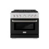 ZLINE 36 In. 5.2 Cu. Ft. Paramount Dual Fuel Range With 6 Burner DuoPro™ Cooktop And Electric Convection Oven In Satin Stainless Steel With Black Matte Door (PSDRS-BLM-36)(Zline 36 Paramount Dual Fuel Range Duopro Satin Stainless Steel Black Matte Psdrs Blm 36)