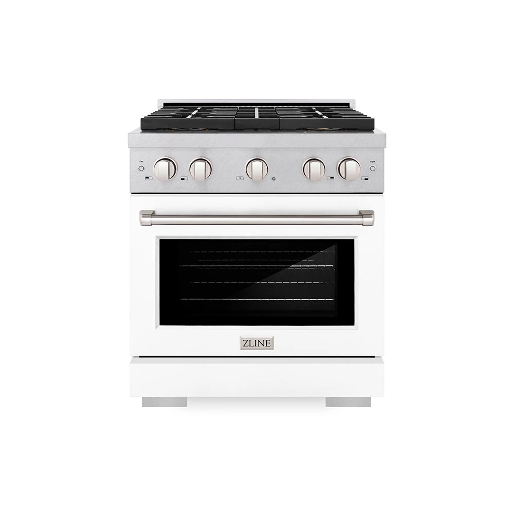 ZLINE 30 In. 4.2 Cu. Ft. Paramount Dual Fuel Range With 4 Burner DuoPro™ Cooktop And Electric Convection Oven In Satin Stainless Steel With White Matte Door (PSDRS-WM-30)(Zline 30 Paramount Dual Fuel Range Duopro Satin Stainless Steel White Matte Psdrs Wm 30) 1 ZLINE 30 In. 4.2 Cu. Ft. Paramount Dual Fuel Range With 4 Burner DuoPro™ Cooktop And Electric Convection Oven In Satin Stainless Steel With White Matte Door (PSDRS-WM-30)(Zline 30 Paramount Dual Fuel Range Duopro Satin Stainless Steel White Matte Psdrs Wm 30)