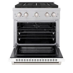 ZLINE 30 In. 4.2 Cu. Ft. Paramount Dual Fuel Range With 4 Burner DuoPro™ Cooktop And Electric Convection Oven In Satin Stainless Steel With White Matte Door (PSDRS-WM-30)(Zline 30 Paramount Dual Fuel Range Duopro Satin Stainless Steel White Matte Psdrs Wm 30) 21 ZLINE 30 In. 4.2 Cu. Ft. Paramount Dual Fuel Range With 4 Burner DuoPro™ Cooktop And Electric Convection Oven In Satin Stainless Steel With White Matte Door (PSDRS-WM-30)(Zline 30 Paramount Dual Fuel Range Duopro Satin Stainless Steel White Matte Psdrs Wm 30) -Induction Cooktop Store zline professional satin stainless steel dual fuel range duopro cooktop PSDRS WM 30 front open