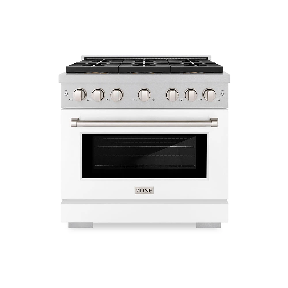 ZLINE 36 In. 5.2 Cu. Ft. Paramount Dual Fuel Range With 6 Burner DuoPro™ Cooktop And Electric Convection Oven In Satin Stainless Steel With White Matte Door (PSDRS-WM-36)(Zline 36 Paramount Dual Fuel Range Duopro Satin Stainless Steel White Matte Psdrs Wm 36) 1 ZLINE 36 In. 5.2 Cu. Ft. Paramount Dual Fuel Range With 6 Burner DuoPro™ Cooktop And Electric Convection Oven In Satin Stainless Steel With White Matte Door (PSDRS-WM-36)(Zline 36 Paramount Dual Fuel Range Duopro Satin Stainless Steel White Matte Psdrs Wm 36)