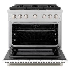 ZLINE 36 In. 5.2 Cu. Ft. Paramount Dual Fuel Range With 6 Burner DuoPro™ Cooktop And Electric Convection Oven In Satin Stainless Steel With White Matte Door (PSDRS-WM-36)(Zline 36 Paramount Dual Fuel Range Duopro Satin Stainless Steel White Matte Psdrs Wm 36) 21 ZLINE 36 In. 5.2 Cu. Ft. Paramount Dual Fuel Range With 6 Burner DuoPro™ Cooktop And Electric Convection Oven In Satin Stainless Steel With White Matte Door (PSDRS-WM-36)(Zline 36 Paramount Dual Fuel Range Duopro Satin Stainless Steel White Matte Psdrs Wm 36) -Induction Cooktop Store zline professional satin stainless steel dual fuel range duopro cooktop PSDRS WM 36 front open