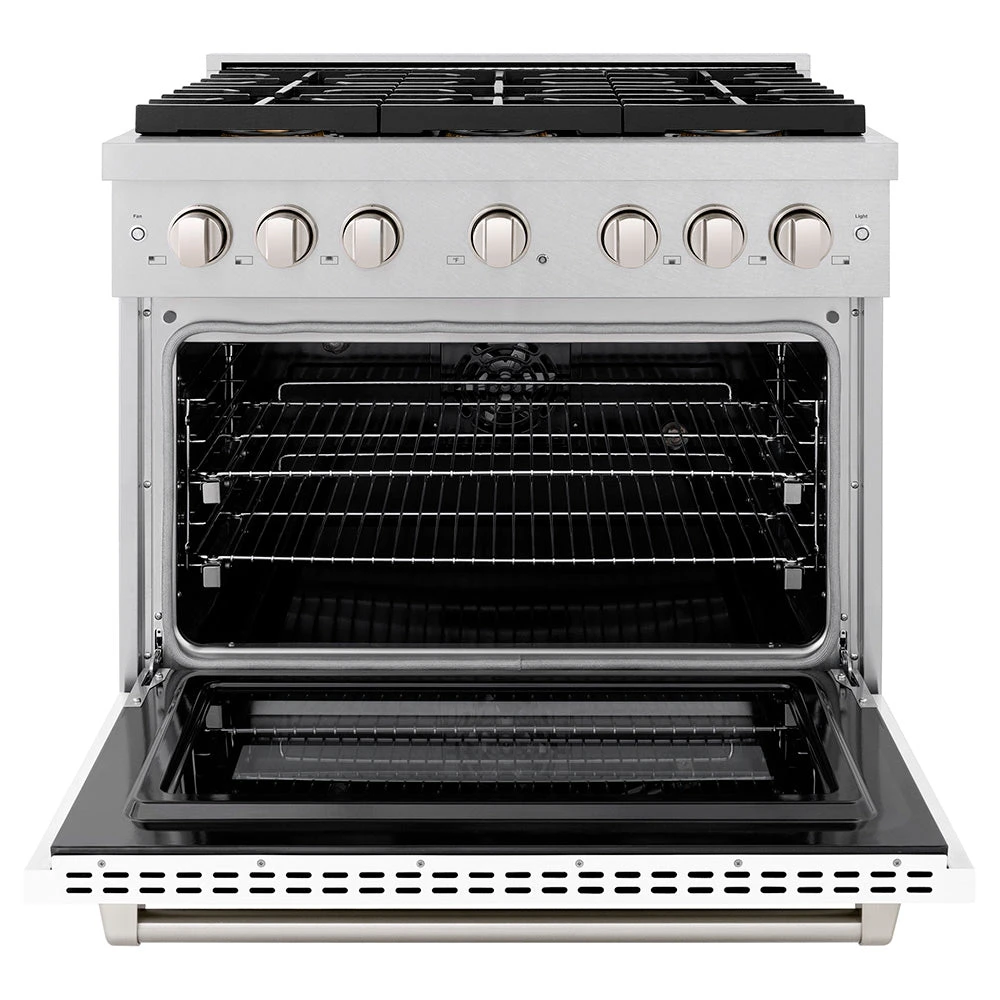 ZLINE 36 In. 5.2 Cu. Ft. Paramount Dual Fuel Range With 6 Burner DuoPro™ Cooktop And Electric Convection Oven In Satin Stainless Steel With White Matte Door (PSDRS-WM-36)(Zline 36 Paramount Dual Fuel Range Duopro Satin Stainless Steel White Matte Psdrs Wm 36) 3 ZLINE 36 In. 5.2 Cu. Ft. Paramount Dual Fuel Range With 6 Burner DuoPro™ Cooktop And Electric Convection Oven In Satin Stainless Steel With White Matte Door (PSDRS-WM-36)(Zline 36 Paramount Dual Fuel Range Duopro Satin Stainless Steel White Matte Psdrs Wm 36) - Image 3