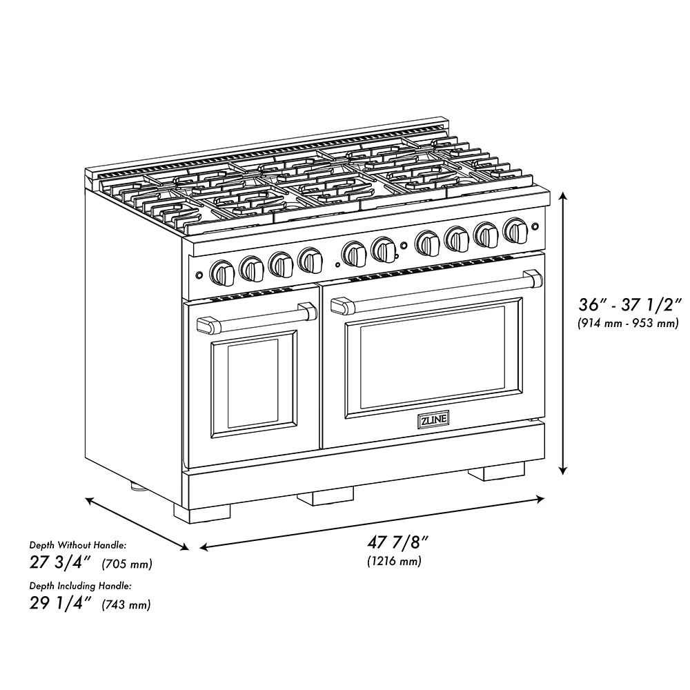 ZLINE 48 In. 6.7 Cu. Ft. Paramount Dual Fuel Range With 8 Burner DuoPro™ Cooktop And Dual Ovens In Satin Stainless Steel With White Matte Doors (PSDRS-WM-48)(Zline 48 Paramount Dual Fuel Range Duopro Satin Stainless Steel White Matte Psdrs Wm 48) 15 ZLINE 48 In. 6.7 Cu. Ft. Paramount Dual Fuel Range With 8 Burner DuoPro™ Cooktop And Dual Ovens In Satin Stainless Steel With White Matte Doors (PSDRS-WM-48)(Zline 48 Paramount Dual Fuel Range Duopro Satin Stainless Steel White Matte Psdrs Wm 48) - Image 15