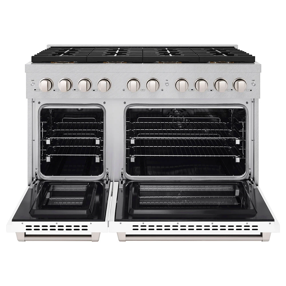 ZLINE 48 In. 6.7 Cu. Ft. Paramount Dual Fuel Range With 8 Burner DuoPro™ Cooktop And Dual Ovens In Satin Stainless Steel With White Matte Doors (PSDRS-WM-48)(Zline 48 Paramount Dual Fuel Range Duopro Satin Stainless Steel White Matte Psdrs Wm 48) 4 ZLINE 48 In. 6.7 Cu. Ft. Paramount Dual Fuel Range With 8 Burner DuoPro™ Cooktop And Dual Ovens In Satin Stainless Steel With White Matte Doors (PSDRS-WM-48)(Zline 48 Paramount Dual Fuel Range Duopro Satin Stainless Steel White Matte Psdrs Wm 48) - Image 4