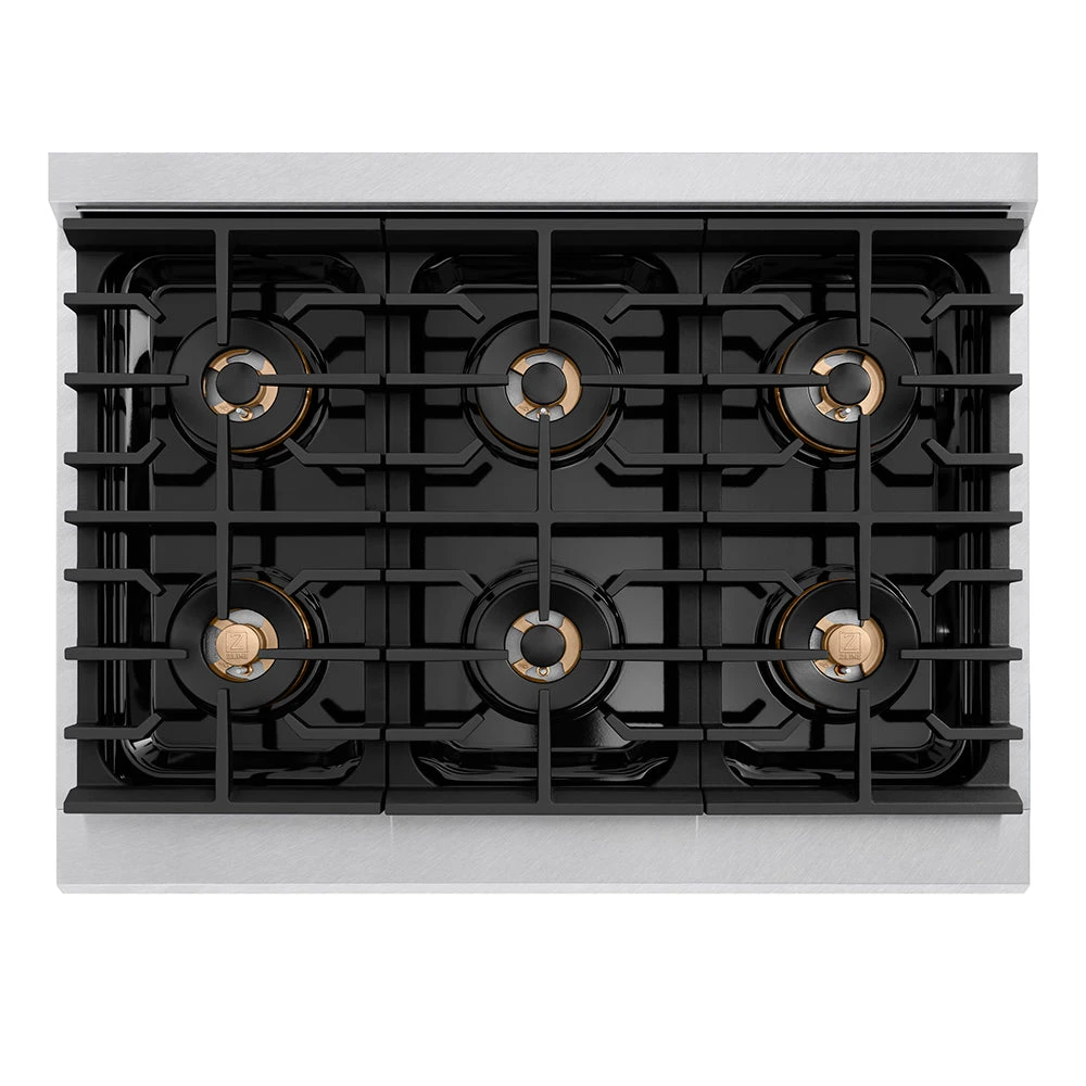 ZLINE Autograph Edition 36 In. 5.2 Cu. Ft. Paramount Dual Fuel Range With 6 Burner DuoPro™ Cooktop And Electric Convection Oven In Satin Stainless Steel With Black Matte Door And Champagne Bronze Accents (PSDRSZ-BLM36-CB)(Zline Autograph Edition 36 Paramount Dual Fuel Range Duopro Satin Stainless Steel Black Matte Champagne Bronze Psdrsz Blm36 Cb) 2 ZLINE Autograph Edition 36 In. 5.2 Cu. Ft. Paramount Dual Fuel Range With 6 Burner DuoPro™ Cooktop And Electric Convection Oven In Satin Stainless Steel With Black Matte Door And Champagne Bronze Accents (PSDRSZ-BLM36-CB)(Zline Autograph Edition 36 Paramount Dual Fuel Range Duopro Satin Stainless Steel Black Matte Champagne Bronze Psdrsz Blm36 Cb) - Image 2