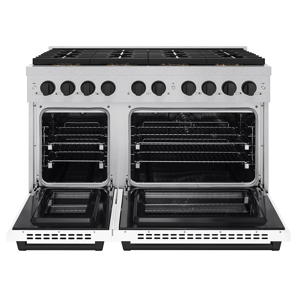 ZLINE Autograph Edition 48 In. 6.7 Cu. Ft. Paramount Dual Fuel Range With 8 Burner DuoPro™ Cooktop And Dual Ovens In Satin Stainless Steel With White Matte Doors And Matte Black Accents (PSDRSZ-WM-48-MB)(Zline Autograph Edition 48 Paramount Dual Fuel Range Duopro Satin Stainless Steel White Matte Matte Black Psdrsz Wm 48 Mb) 4 ZLINE Autograph Edition 48 In. 6.7 Cu. Ft. Paramount Dual Fuel Range With 8 Burner DuoPro™ Cooktop And Dual Ovens In Satin Stainless Steel With White Matte Doors And Matte Black Accents (PSDRSZ-WM-48-MB)(Zline Autograph Edition 48 Paramount Dual Fuel Range Duopro Satin Stainless Steel White Matte Matte Black Psdrsz Wm 48 Mb) - Image 4