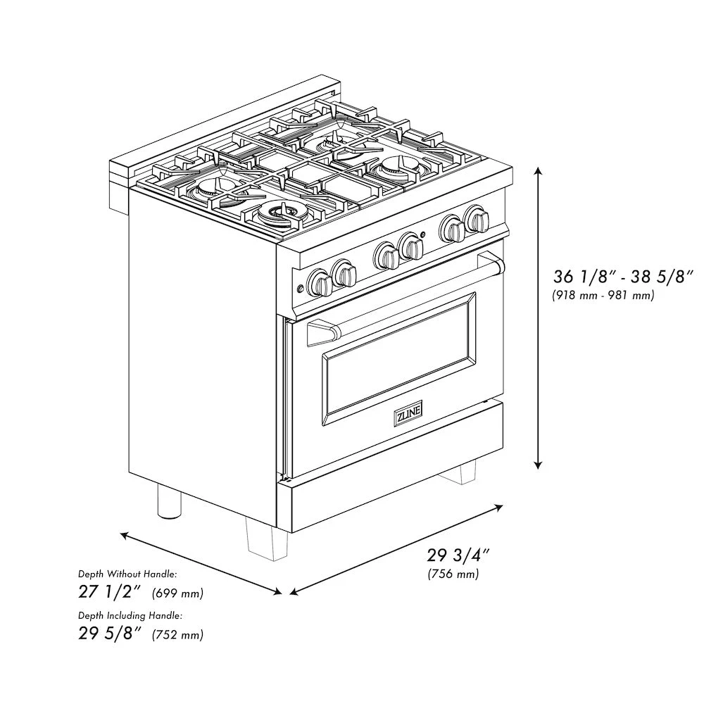 ZLINE 30 In. 4.0 Cu. Ft. Legacy Dual Fuel Range With 4 Burner Gas Cooktop And Electric Convection Oven In Satin Stainless Steel And White Matte Door (RAS-WM-30)(Zline 30 Legacy Dual Fuel Range Satin Stainless Steel White Matte Ras Wm 30) 14 ZLINE 30 In. 4.0 Cu. Ft. Legacy Dual Fuel Range With 4 Burner Gas Cooktop And Electric Convection Oven In Satin Stainless Steel And White Matte Door (RAS-WM-30)(Zline 30 Legacy Dual Fuel Range Satin Stainless Steel White Matte Ras Wm 30) - Image 14