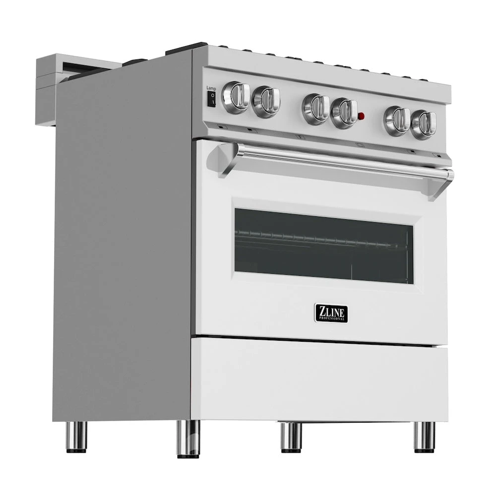 ZLINE 30 In. 4.0 Cu. Ft. Legacy Dual Fuel Range With 4 Burner Gas Cooktop And Electric Convection Oven In Satin Stainless Steel And White Matte Door (RAS-WM-30)(Zline 30 Legacy Dual Fuel Range Satin Stainless Steel White Matte Ras Wm 30) 4 ZLINE 30 In. 4.0 Cu. Ft. Legacy Dual Fuel Range With 4 Burner Gas Cooktop And Electric Convection Oven In Satin Stainless Steel And White Matte Door (RAS-WM-30)(Zline 30 Legacy Dual Fuel Range Satin Stainless Steel White Matte Ras Wm 30) - Image 4