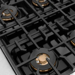 ZLINE 30 In. 4.2 Cu. Ft. Paramount Gas Range With 4 Burner DuoPro™ Cooktop And Convection Gas Oven In Satin Stainless Steel With Black Matte Door (PSGRS-BLM-30)(Zline 30 Paramount Gas Range Duopro Satin Stainless Steel Black Matte Psgrs Blm 30) -Induction Cooktop Store zline professional satin stainless steel gas range duopro cooktop PSGRS BLM 30 burner spread detail