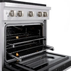 ZLINE 30 In. 4.2 Cu. Ft. Paramount Gas Range With 4 Burner DuoPro™ Cooktop And Convection Gas Oven In Satin Stainless Steel With Black Matte Door (PSGRS-BLM-30)(Zline 30 Paramount Gas Range Duopro Satin Stainless Steel Black Matte Psgrs Blm 30) -Induction Cooktop Store zline professional satin stainless steel gas range duopro cooktop PSGRS BLM 30 rack detail