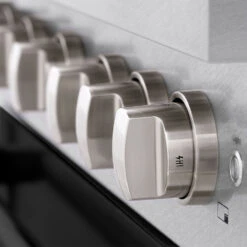 ZLINE 36 In. 5.2 Cu. Ft. Paramount Gas Range With 6 Burner DuoPro™ Cooktop And Convection Gas Oven In Satin Stainless Steel With Black Matte Door (PSGRS-BLM-36)(Zline 36 Paramount Gas Range Duopro Satin Stainless Steel Black Matte Psgrs Blm 36) -Induction Cooktop Store zline professional satin stainless steel gas range duopro cooktop PSGRS BLM 36 knob detail