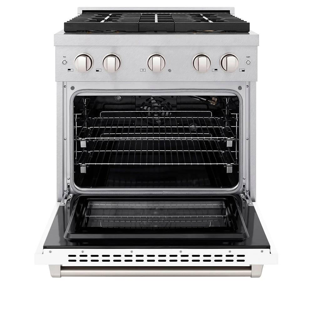 ZLINE 30 In. 4.2 Cu. Ft. Paramount Gas Range With 4 Burner DuoPro™ Cooktop And Convection Gas Oven In Satin Stainless Steel With White Matte Door (PSGRS-WM-30)(Zline 30 Paramount Gas Range Duopro Satin Stainless Steel White Matte Psgrs Wm 30) 3 ZLINE 30 In. 4.2 Cu. Ft. Paramount Gas Range With 4 Burner DuoPro™ Cooktop And Convection Gas Oven In Satin Stainless Steel With White Matte Door (PSGRS-WM-30)(Zline 30 Paramount Gas Range Duopro Satin Stainless Steel White Matte Psgrs Wm 30) - Image 3