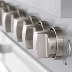 ZLINE 36 In. 5.2 Cu. Ft. Paramount Gas Range With 6 Burner DuoPro™ Cooktop And Convection Gas Oven In Satin Stainless Steel With White Matte Door (PSGRS-WM-36)(Zline 36 Paramount Gas Range Duopro Satin Stainless Steel White Matte Psgrs Wm 36) -Induction Cooktop Store zline professional satin stainless steel gas range duopro cooktop PSGRS WM 36 knob detail