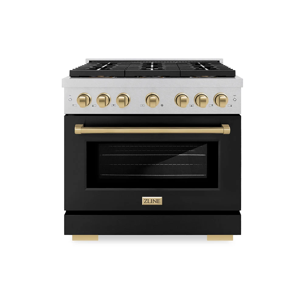 ZLINE Autograph Edition 36 In. 5.2 Cu. Ft. Paramount Dual Fuel Range With 6 Burner DuoPro™ Cooktop And Electric Convection Oven In Satin Stainless Steel With Black Matte Door And Champagne Bronze Accents (PSDRSZ-BLM36-CB)(Zline Autograph Edition 36 Paramount Dual Fuel Range Duopro Satin Stainless Steel Black Matte Champagne Bronze Psdrsz Blm36 Cb) 1 ZLINE Autograph Edition 36 In. 5.2 Cu. Ft. Paramount Dual Fuel Range With 6 Burner DuoPro™ Cooktop And Electric Convection Oven In Satin Stainless Steel With Black Matte Door And Champagne Bronze Accents (PSDRSZ-BLM36-CB)(Zline Autograph Edition 36 Paramount Dual Fuel Range Duopro Satin Stainless Steel Black Matte Champagne Bronze Psdrsz Blm36 Cb)