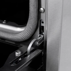 ZLINE Autograph Edition 36 In. 5.2 Cu. Ft. Paramount Gas Range With 6 Burner DuoPro™ Cooktop And Convection Gas Oven In Satin Stainless Steel With Black Matte Door And Polished Gold Accents (PSGRSZ-BLM36-G)(Zline Autograph Edition 36 Paramount Gas Range Duopro Satin Stainless Steel Black Matte Polished Gold Psgrsz Blm36 G) -Induction Cooktop Store zline professional satin stainless steel gas range duopro cooktop PSGRSZ BLM36 G hinge detail