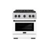 ZLINE Autograph Edition 30 In. 4.2 Cu. Ft. Paramount Gas Range With 4 Burner DuoPro™ Cooktop And Convection Gas Oven In Satin Stainless Steel With White Matte Door And Matte Black Accents (PSGRSZ-WM-30-MB)(Zline Autograph Edition 30 Paramount Gas Range Duopro Satin Stainless Steel White Matte Matte Black Psgrsz Wm 30 Mb)