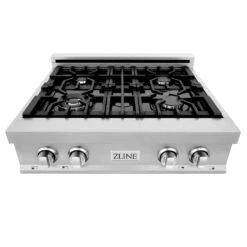 ZLINE 30 In. Legacy Gas Rangetop With 4 Burners And Porcelain Cooktop In Satin Stainless Steel (RTS-30)(Zline 30 Legacy Gas Rangetop Satin Stainless Steel Rts 30) 18 ZLINE 30 In. Legacy Gas Rangetop With 4 Burners And Porcelain Cooktop In Satin Stainless Steel (RTS-30)(Zline 30 Legacy Gas Rangetop Satin Stainless Steel Rts 30) -Induction Cooktop Store zline professional satin stainless steel gas rangetop RTS 30 top